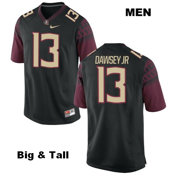 Men's NCAA Nike Florida State Seminoles #13 Lawrence Dawsey Jr. College Big & Tall Black Stitched Authentic Football Jersey MFK7069FX